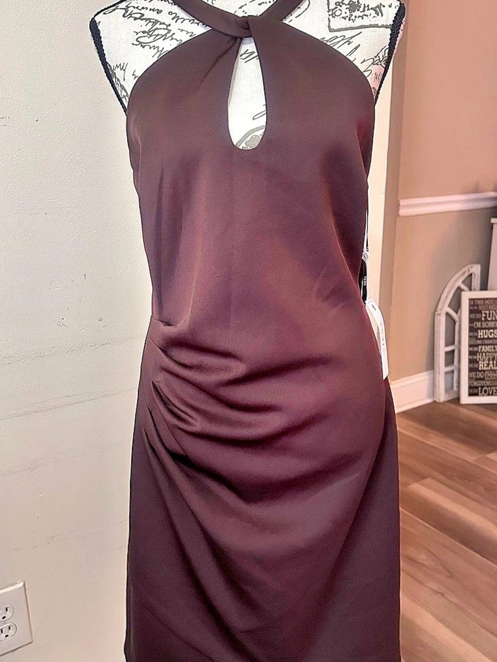 Siena Halter Mini Dress in Brown Size 14 NWT
